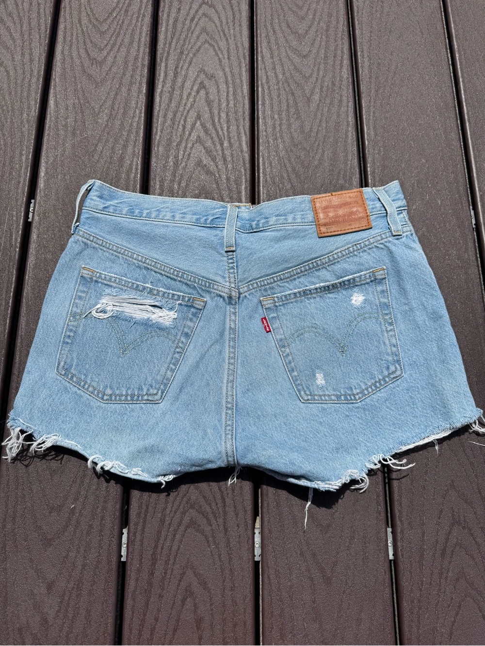 Levi's Light Blue Distressed Denim Cutoff Shorts